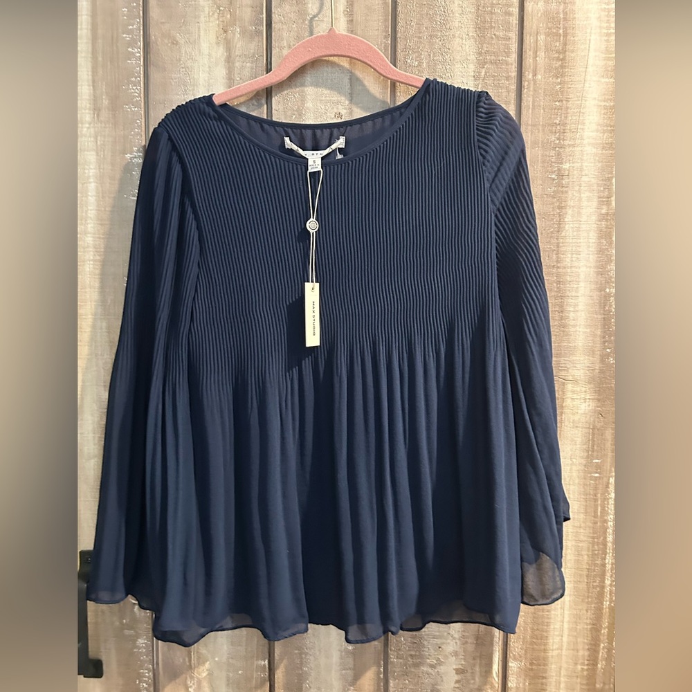 NWT Max Studio pleated swing blouse, M - Picture 8 of 13